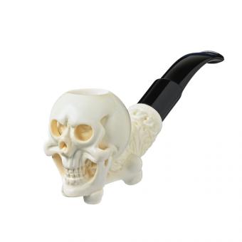 Meerschaum-Pfeife Skull weiß 